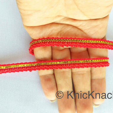 Red And Gold Gimp Trim, Approx. 8mm wide, Upholstery Trim